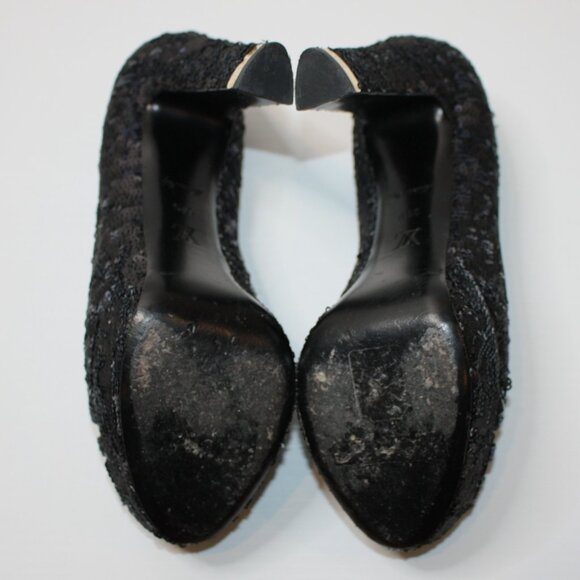Louis Vuitton Navy Blue Sequin Peep Toe Pumps Shoes in size EU 39.5 / US 9.5 - Picture 9 of 10
